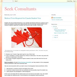 Seek Consultants: Medical Tests Required for Canada Student Visa