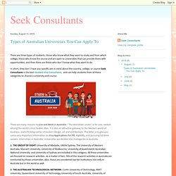 Seek Consultants: Types of Australian Universities You Can Apply To