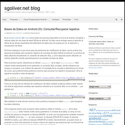 Bases de Datos en Android (III): Consultar/Recuperar registros