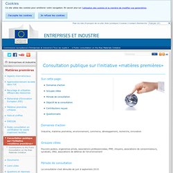 Consultation publique sur l'initiative «matières premières» - Matières premières - Entreprises et industrie