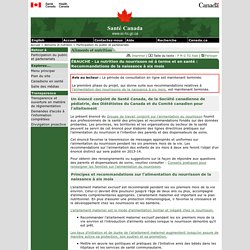 Deuxième consultation sur la nutrition du nourrisson né à terme et en santé : Recommandations de la naissance à six mois - Document de consultation de Santé Canada de [2012]