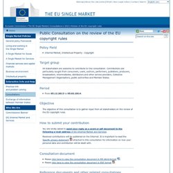 Review of the EU copyright rules - Consultations - The EU Single Market