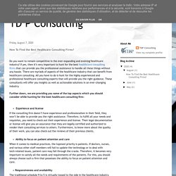 TD P Consulting: How To Find the Best Healthcare Consulting Firms?