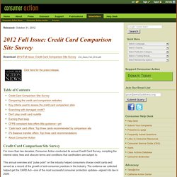 2012 Fall Issue: Credit Card Comparison Site Survey