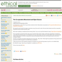 News feed from Ethical Consumer - The Co-operative Movement and Open Source