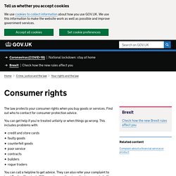 Consumer rights : Directgov - Government, citizens and rights