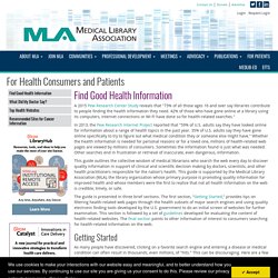 Sarah : MLA : For Health Consumers and Patients : Find Good Health Information