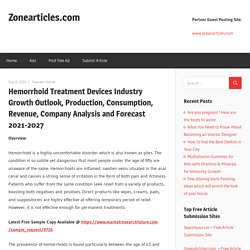 Hemorrhoid Treatment Devices Industry Growth Outlook, Production, Consumption, Revenue, Company Analysis and Forecast 2021-2027 – Zonearticles.com