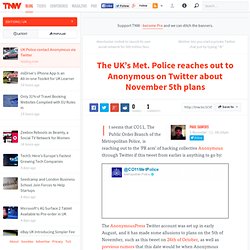 UK Police contact Anonymous via Twitter
