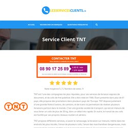 Service Client TNT - Contacter - Lesservicesclients.fr