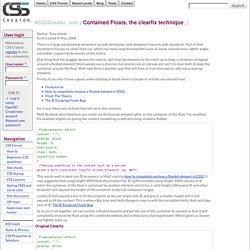 Contained Floats, enclosing floats with pure CSS known as the clearfix technique