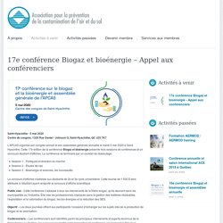APCAS » Association pour la prévention de la contamination de l'air et du sol » 17e conférence Biogaz et bioénergie – Appel aux conférenciers