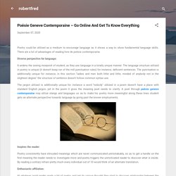 Poésie Geneve Contemporaine – Go Online And Get To Know Everything
