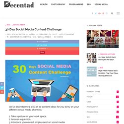 30 Day Social Media Content Challenge - Decentad