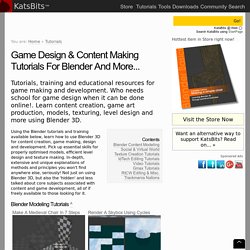 Game design and content creation tutorials for Blender, 3DS Max and more