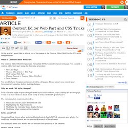 Content Editor Web Part and CSS Tricks