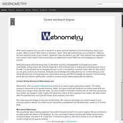 WEBNOMETRY: Content and Search Engines