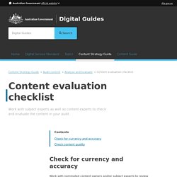 Content evaluation checklist - Digital Guides