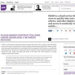 Cloud-Based Content Follows Users Seamlessly Between Devices - P