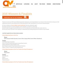 2015 Winners & Finalists - Content Marketing Awards