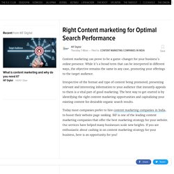 Right Content marketing for Optimal Search Performance