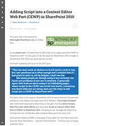 Adding Script into a Content Editor Web Part (CEWP) in SharePoint 2010