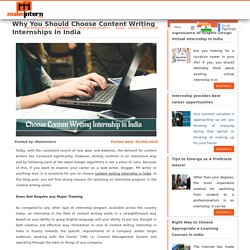 Why You Should Choose Content Writing Internships in India