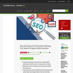 Dos And Don'ts Of Content Writing For Search Engine Optimization