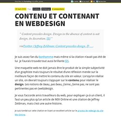 Contenu et contenant en webdesign