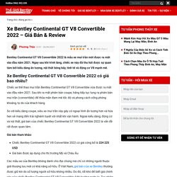 Xe Bentley Continental GT V8 Convertible 2022 - Giá Bán & Reviews