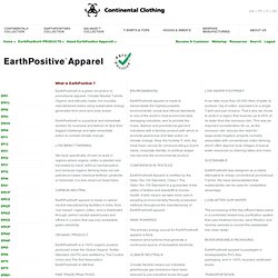 Continental Clothing UK - About EarthPositive Apparel®