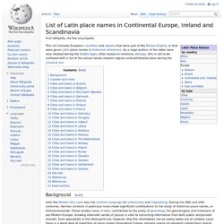 List of Latin place names in Continental Europe, Ireland and Scandinavia