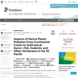 FRONTIERS IN MARINE SCIENCE 24/07/18 Impacts of Marine Plastic Pollution From Continental Coasts to Subtropical Gyres—Fish, Seabirds, and Other Vertebrates in the SE Pacific
