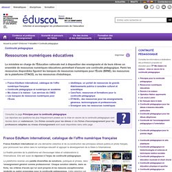 Continuité pédagogique - Ressources numériques éducatives