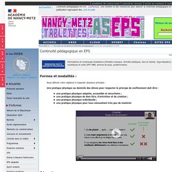 Continuité pédagogique en EPS Continuité pédagogique - Education Physique et Sportive - Nancy-Metz
