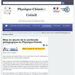 Physique-Chimie Créteil - Mise en œuvre de la continuité pédagogique en Physique-Chimie