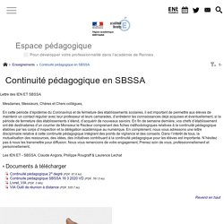 Lettre des IEN ET SBSSA - Continuité pédagogique en SBSSA - Espace pédagogique