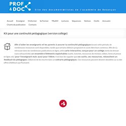 Kit pour une continuité pédagogique (version collège) – Prof & Doc