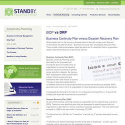 BCP vs DRP — Business Continuity & Disaster Recovery Specialists - Standby Consulting Ltd