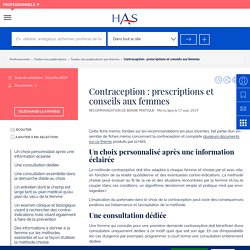 HAS-Contraception : prescriptions et conseils aux femmes