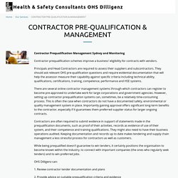 Contractor Prequalification Management Sydney