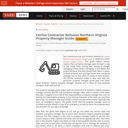 Fairfax Contractor Releases Northern Virginia Property Manager Guide