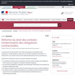 Modernisation -Réforme du droit des contrats : modernisation des obligations contractuelles - professionnels
