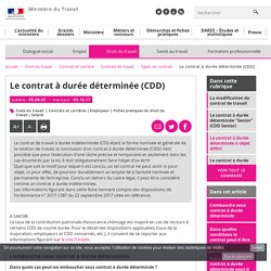 Le contrat à durée déterminée (CDD) - Types de contrats - Ministère du Travail