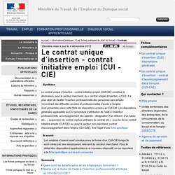 Le contrat unique d'insertion - contrat initiative emploi (CUI - CIE)