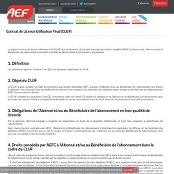 Contrat de Licence Utilisateur Final (CLUF)