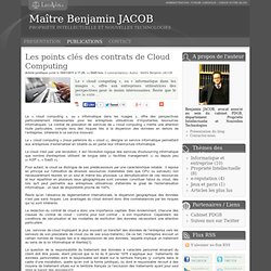 Les points clés des contrats de cloud computing - Maître benjamin jacob