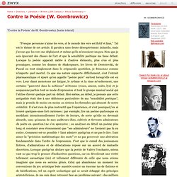 Contre la Poésie - by Witold Gombrowicz