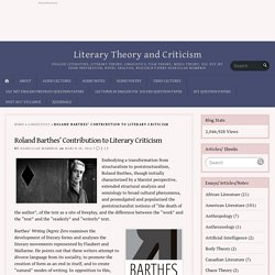 Roland Barthes' Contribution to Literary Criticism