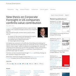 New thesis on Corporate Foresight in US companies confirms value contribution